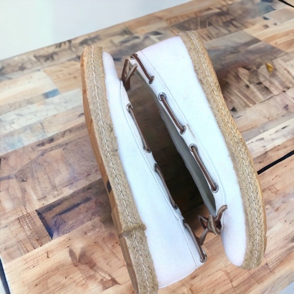 SPERRY Top Sider Slip On Loafer Natural Canvas Deck Shoes 7.5 - Picture 4 of 10